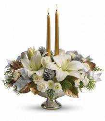 Silver And Gold Centerpiece from Mona's Floral Creations, local florist in Tampa, FL